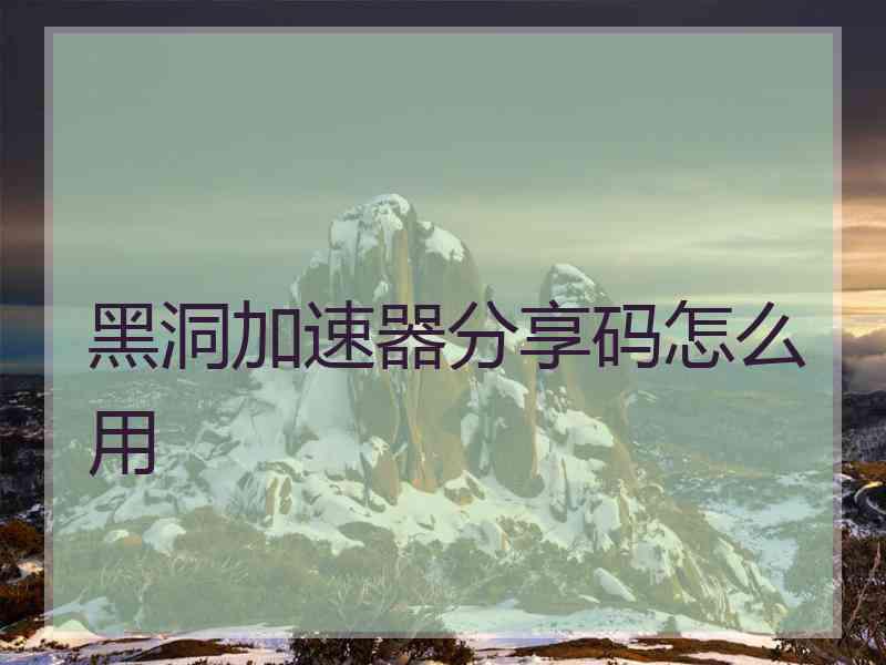 黑洞加速器分享码怎么用