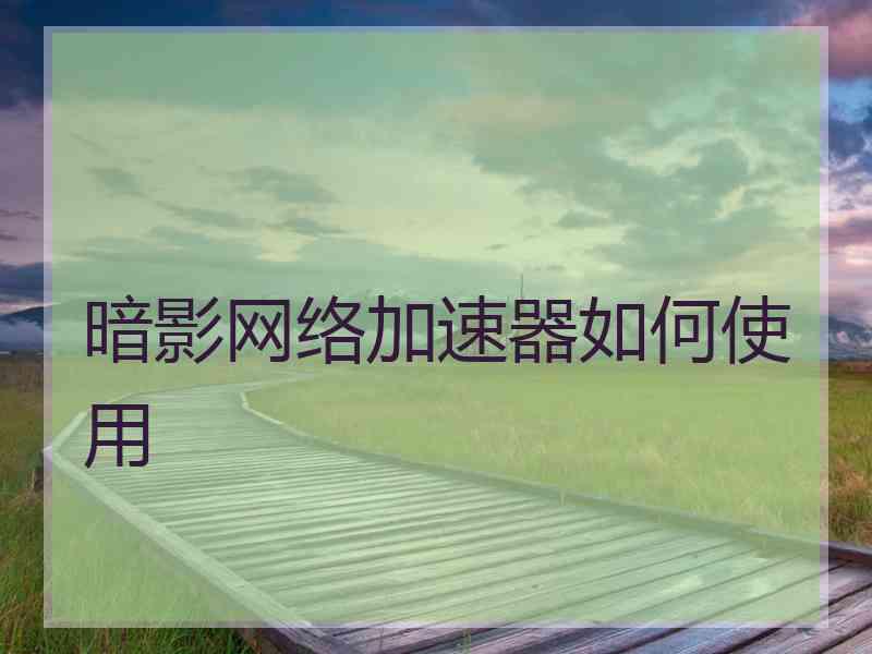 暗影网络加速器如何使用